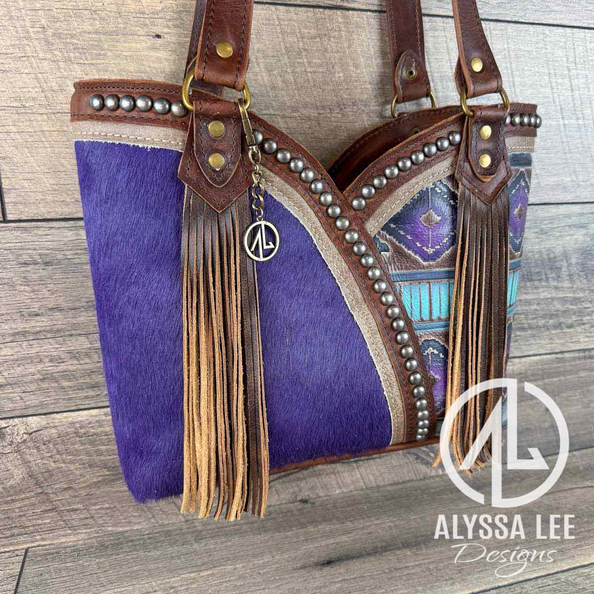 Bethany Tote - Purple Cowhide w/Navajo