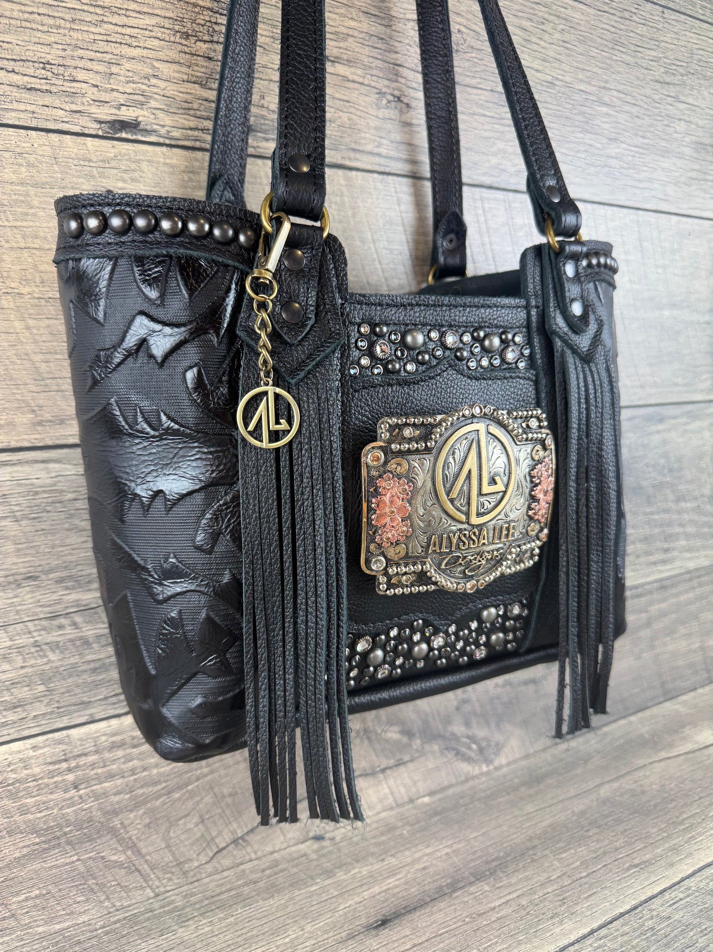 Mini Tiffy Tote w/Buckle Option - Black Laredo & confetti