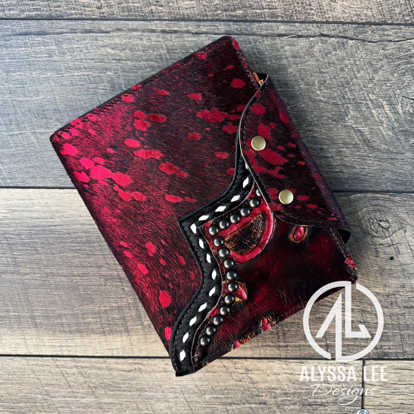 Mini Portfolio - Red Acid Wash & Black