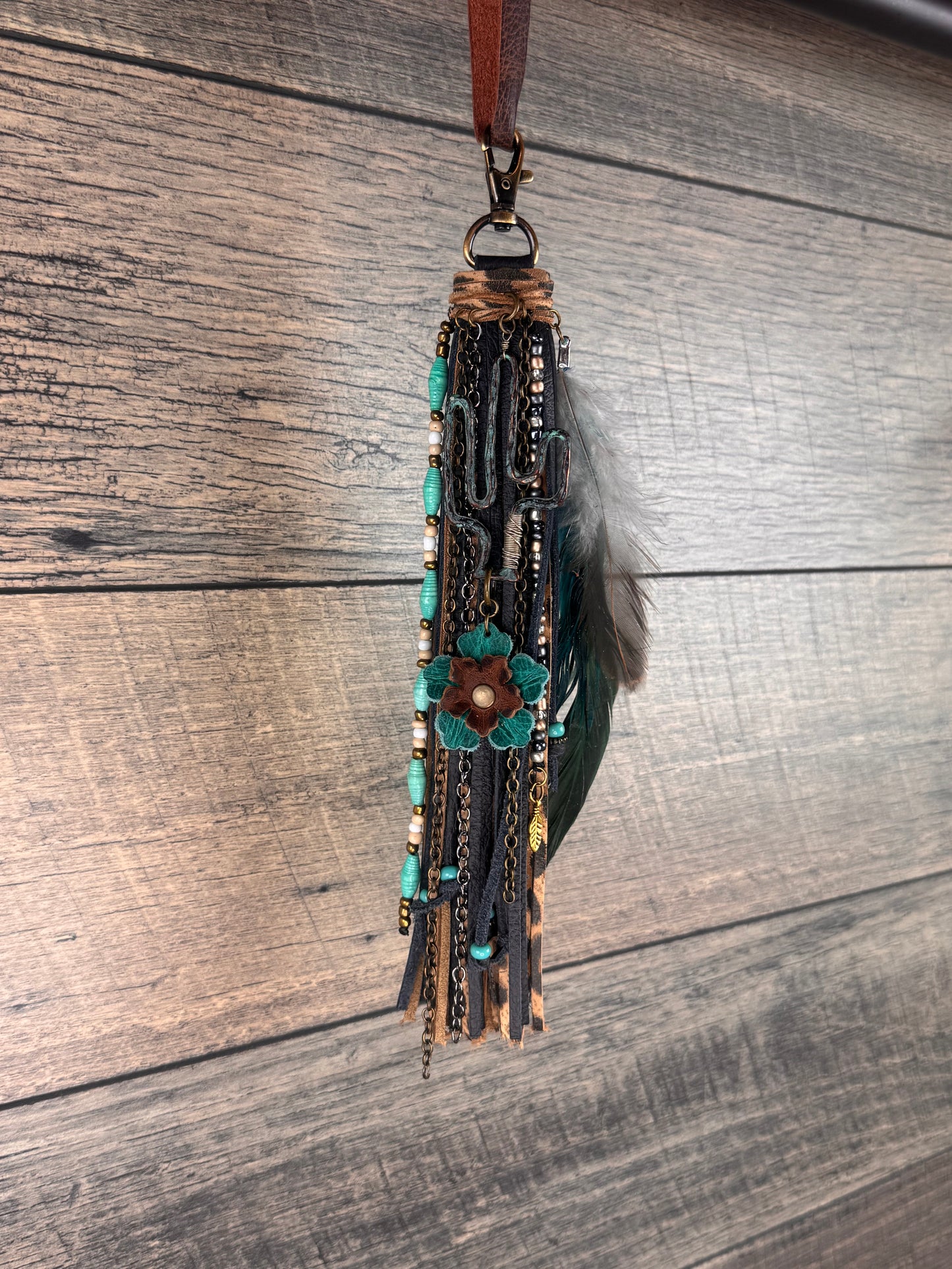 “Junk’d Up” Tassel 029 - Black, Leopard, Turquoise & Cactus
