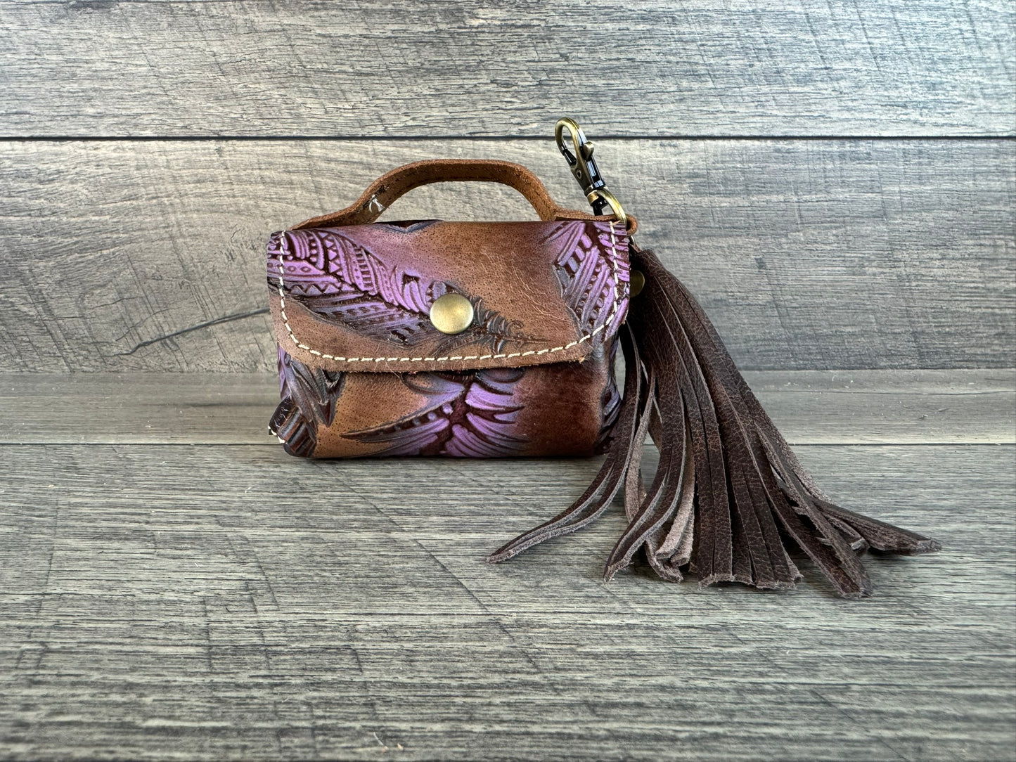 Bag-Ette Mini Purse - Purple Feathers