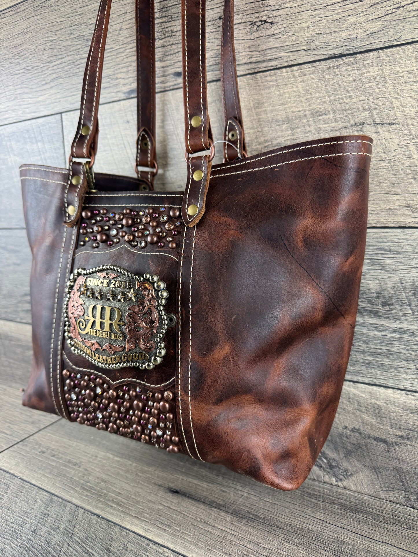 Tiffy Tote w/Buckle Option - Chocolate Leather Confetti