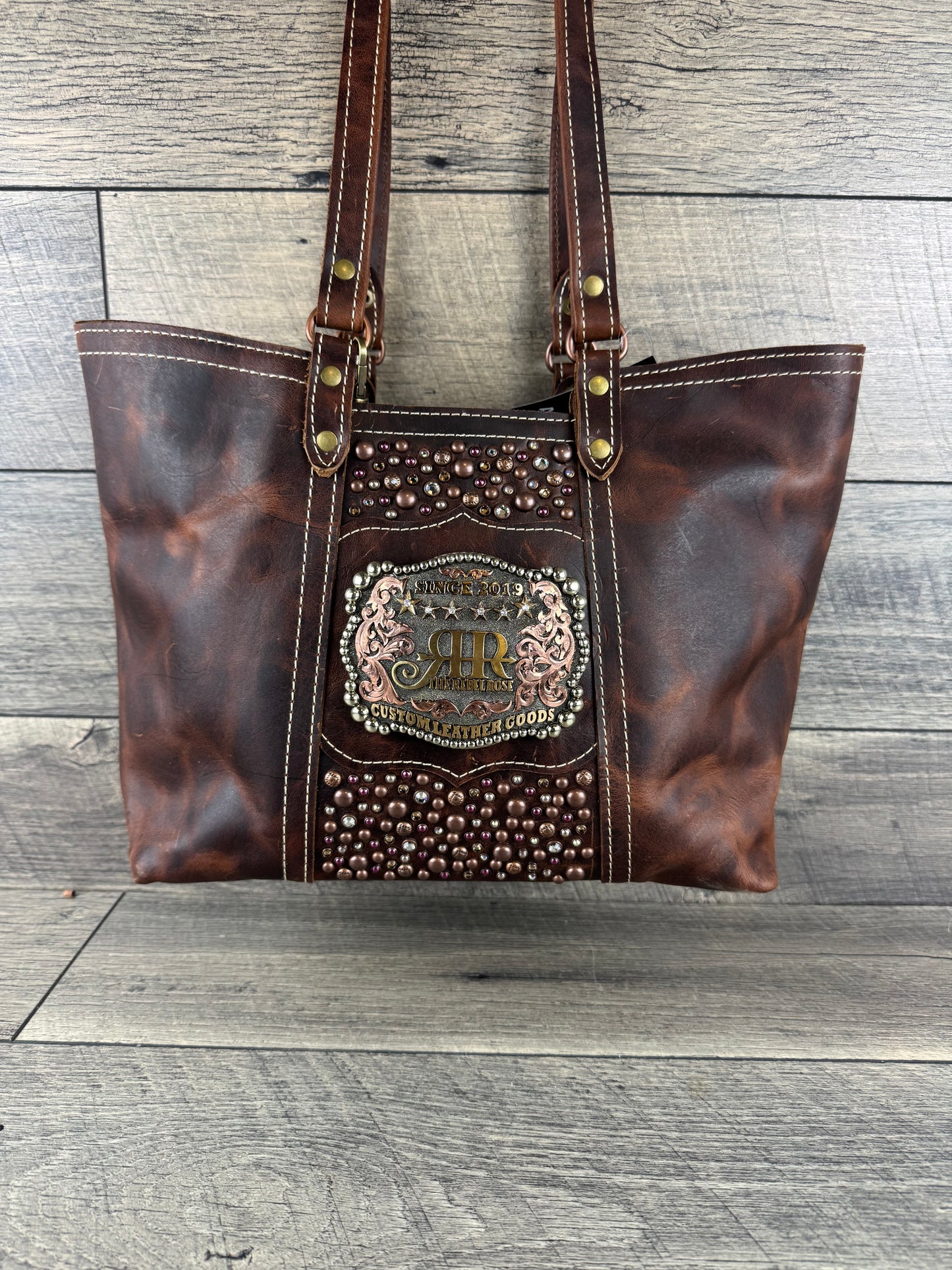 Tiffy Tote w/Buckle Option - Chocolate Leather Confetti