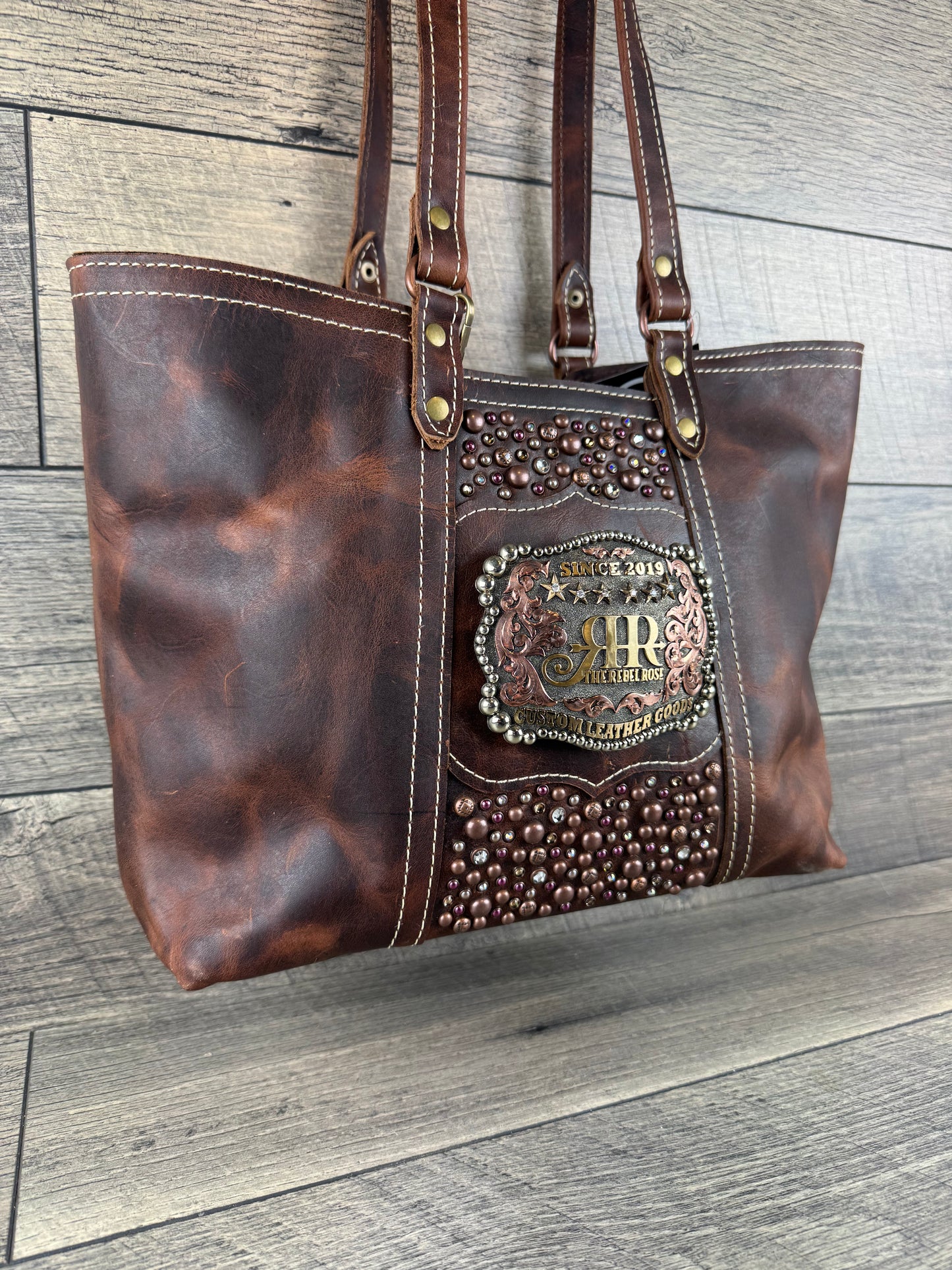 Tiffy Tote w/Buckle Option - Chocolate Leather Confetti