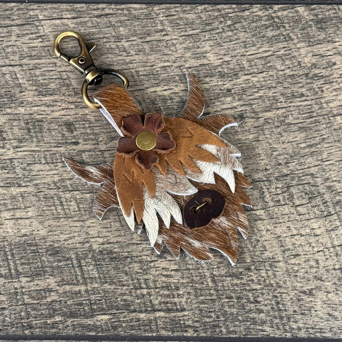 Highland Cow Purse Charm 009 - Light Brown & White