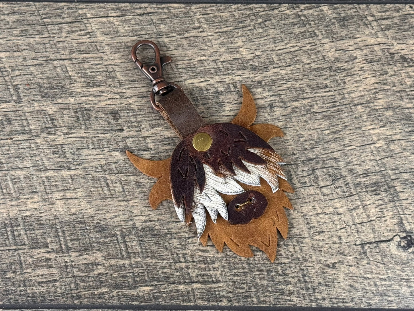 Highland Cow Purse Charm 012 - Tan & Dark Brown