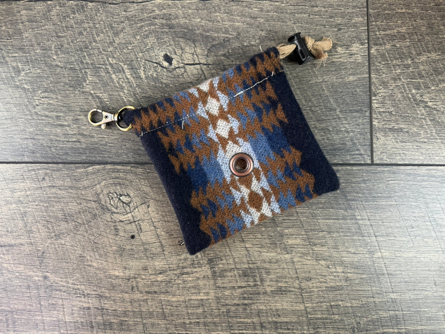 Dog Bag Holder - Brown & Navy Harding