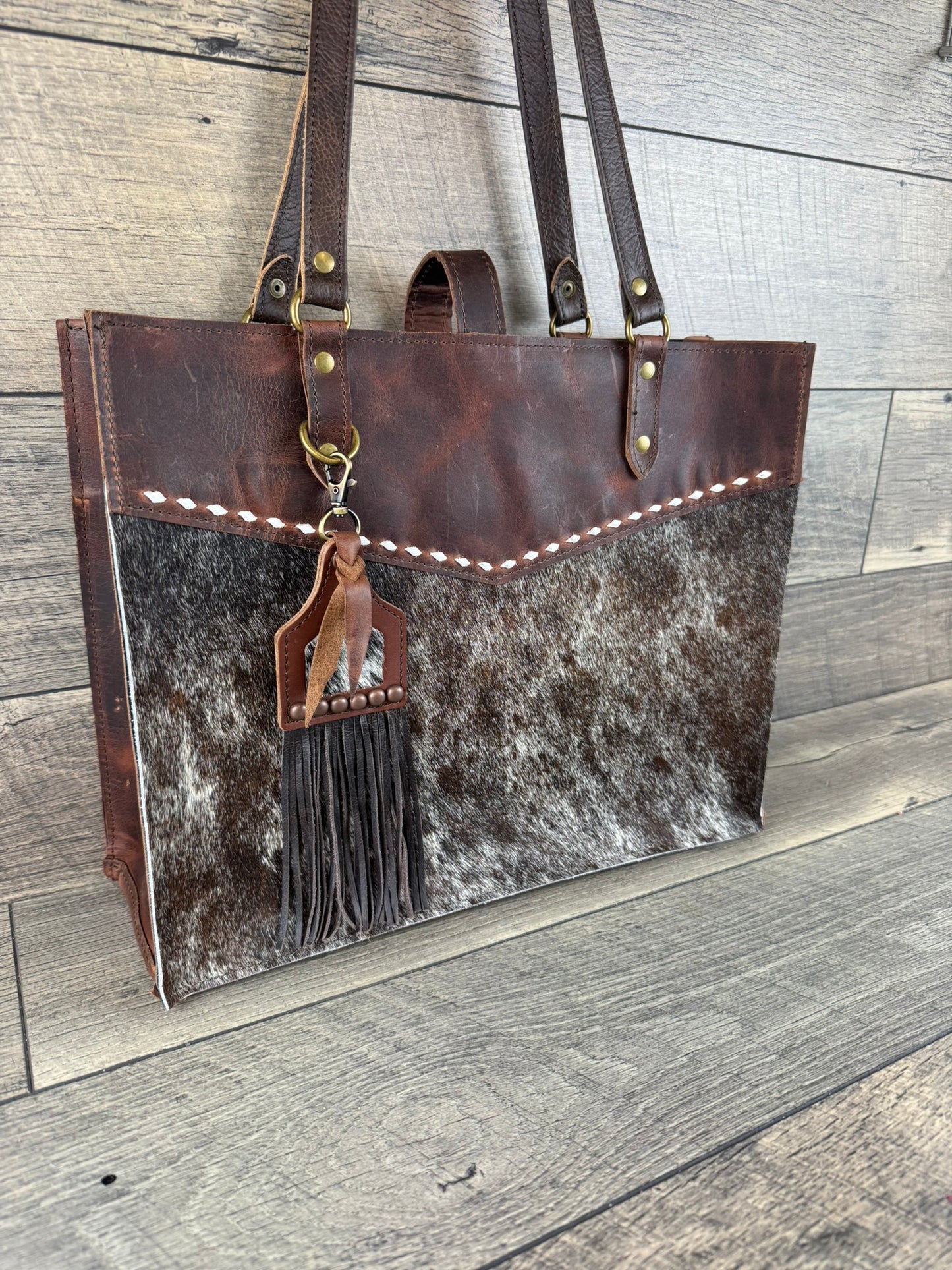 "Doralee" Business Bag - Cowhide & Buckstitch