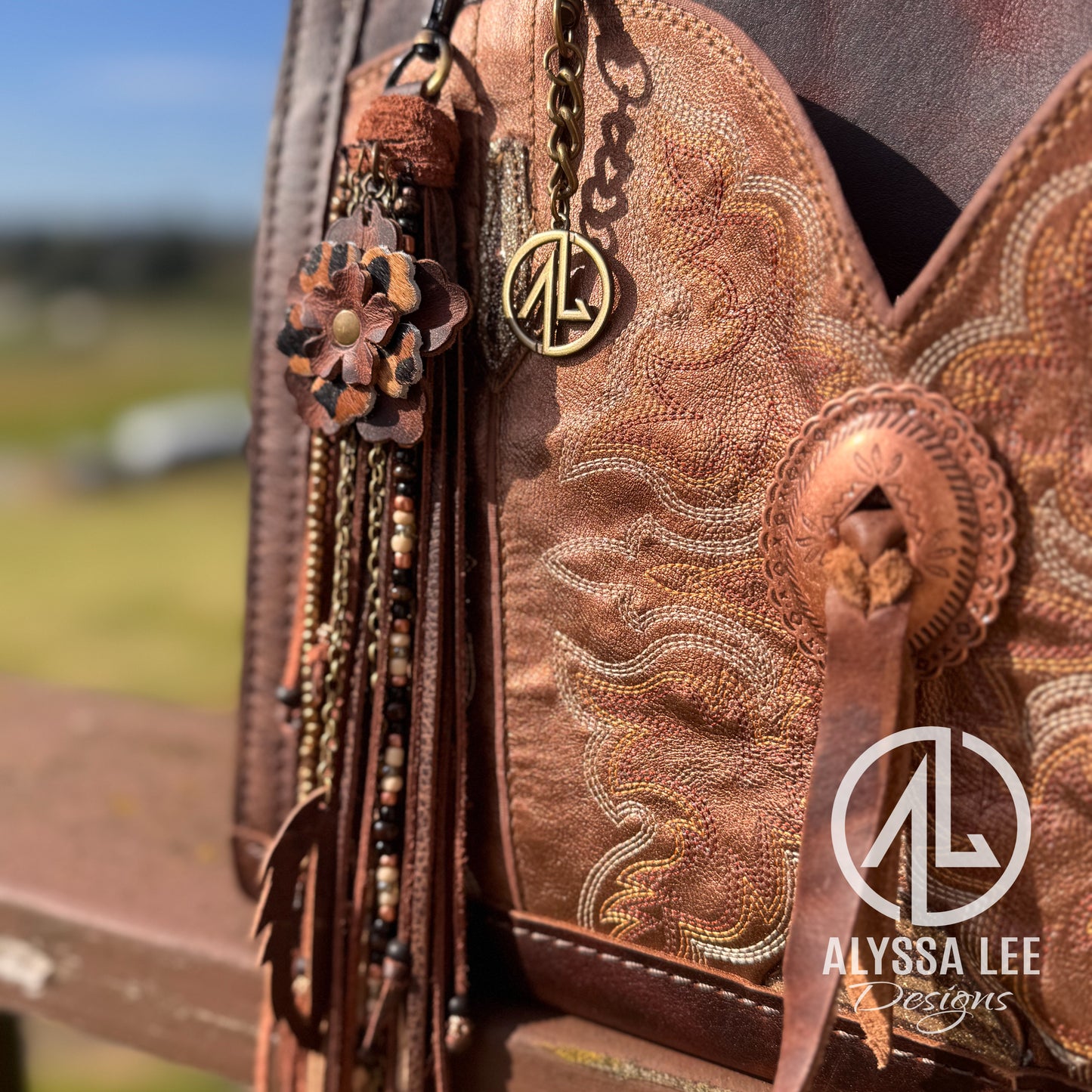 "Alyssa" Satchel Handbag 006 - Metallic Copper Boot Top