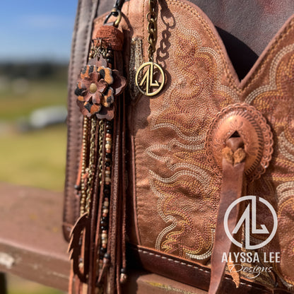 "Alyssa" Satchel Handbag 006 - Metallic Copper Boot Top