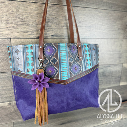 Aubree - Purple Hair on Cowhide w/Turquoise & Purple Navajo (#008)