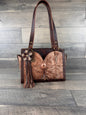 "Alyssa" Satchel Handbag 006 - Metallic Copper Boot Top