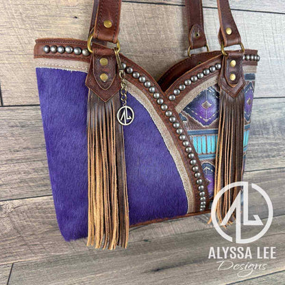 Bethany Tote - Purple Cowhide w/Navajo