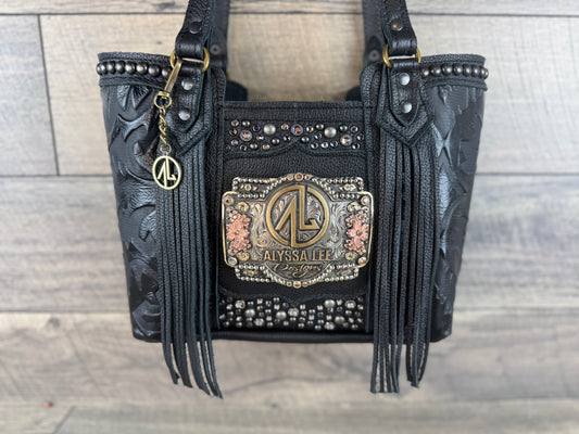 Mini Tiffy Tote w/Buckle Option - Black Laredo & confetti