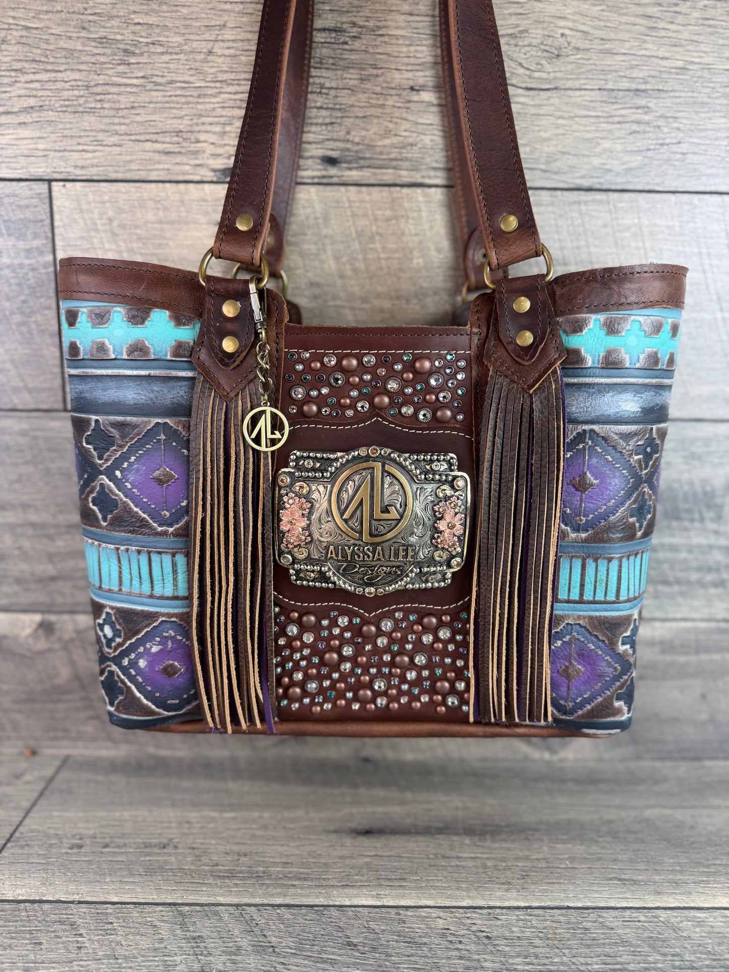 Tiffy Tote w/Buckle Option - Turquoise & Purple Navajo & Confetti