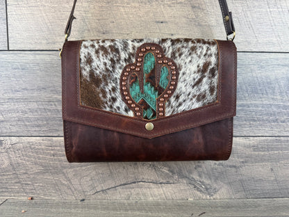 “Jasmine” Crossbody - Cowhide w/Cactus Inlay