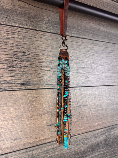 “Junk’d Up” Tassel 028 - Leopard w/Turquoise & Squash Blossom