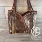 Bethany Tote - Brown & White Cowhide w/Buckstitching