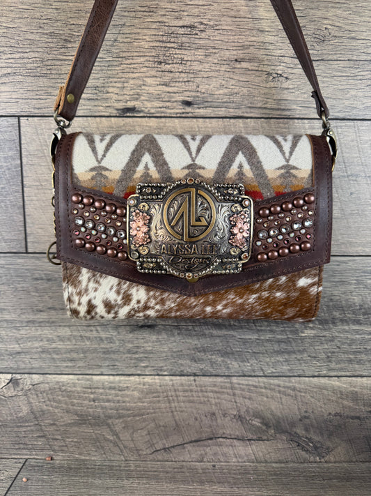 “Jasmine” Crossbody w/Buckle Option - Pacific Crest & Cowhide