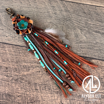 “Junk’d Up” Tassel 007 - Chocolate w/Turquoise, Copper and Leopard