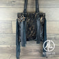 “Harlow” - Black & Buckskin Cowhide w/Buckstitching