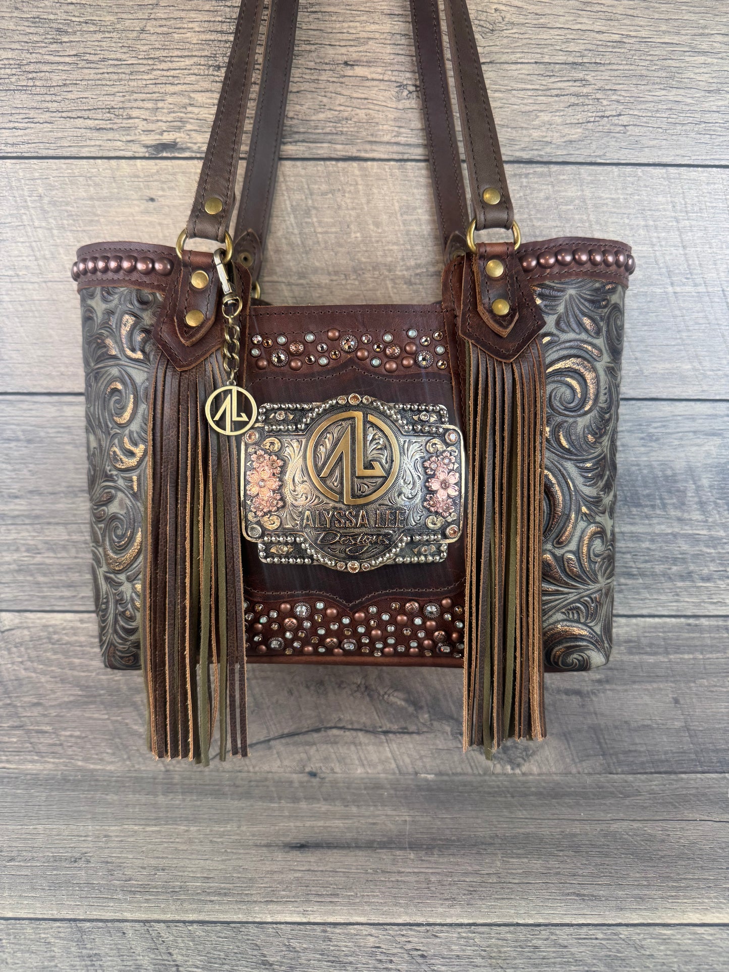 Mini Tiffy Tote w/Buckle Option - Olive Copper Metallic & Confetti