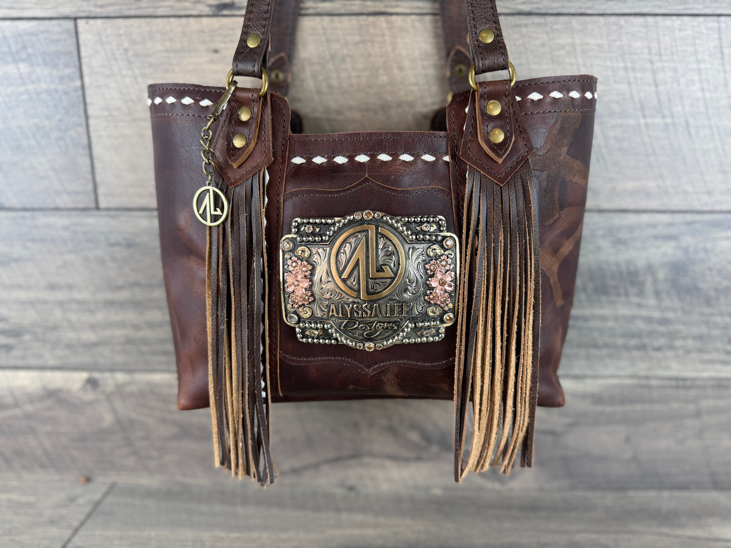 Mini Tiffy Tote w/Buckle Option - Chocolate Leather & Buckstitch