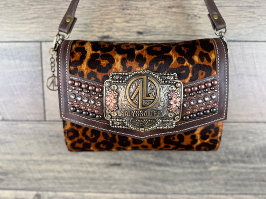 “Jasmine” Crossbody w/Buckle Option - Leopard