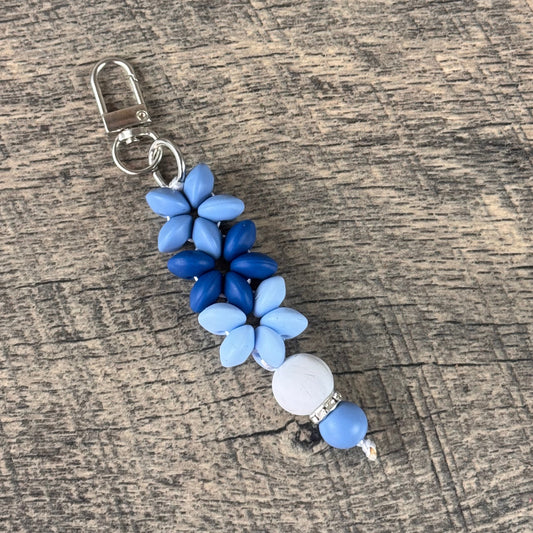 Silicone Flower Keychain 002 - Ocean Blues