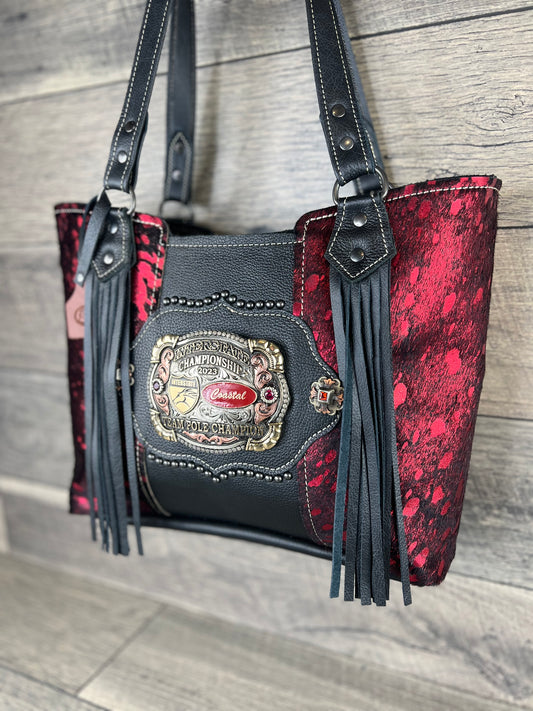 Tiffy Tote w/Buckle Option - Red Acid Wash Cowhide