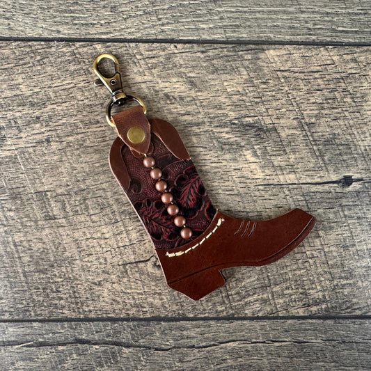 Boot Purse Charm 002 - Brown & Burgundy