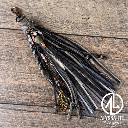 “Junk’d Up” Tassel 032 -Black & Grey w/Peach