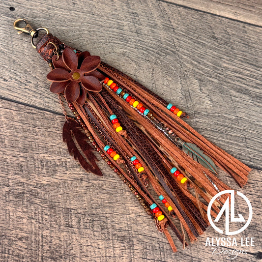 “Junk’d Up” Tassel 011 - Chocolate & Turquoise/Red/Orange