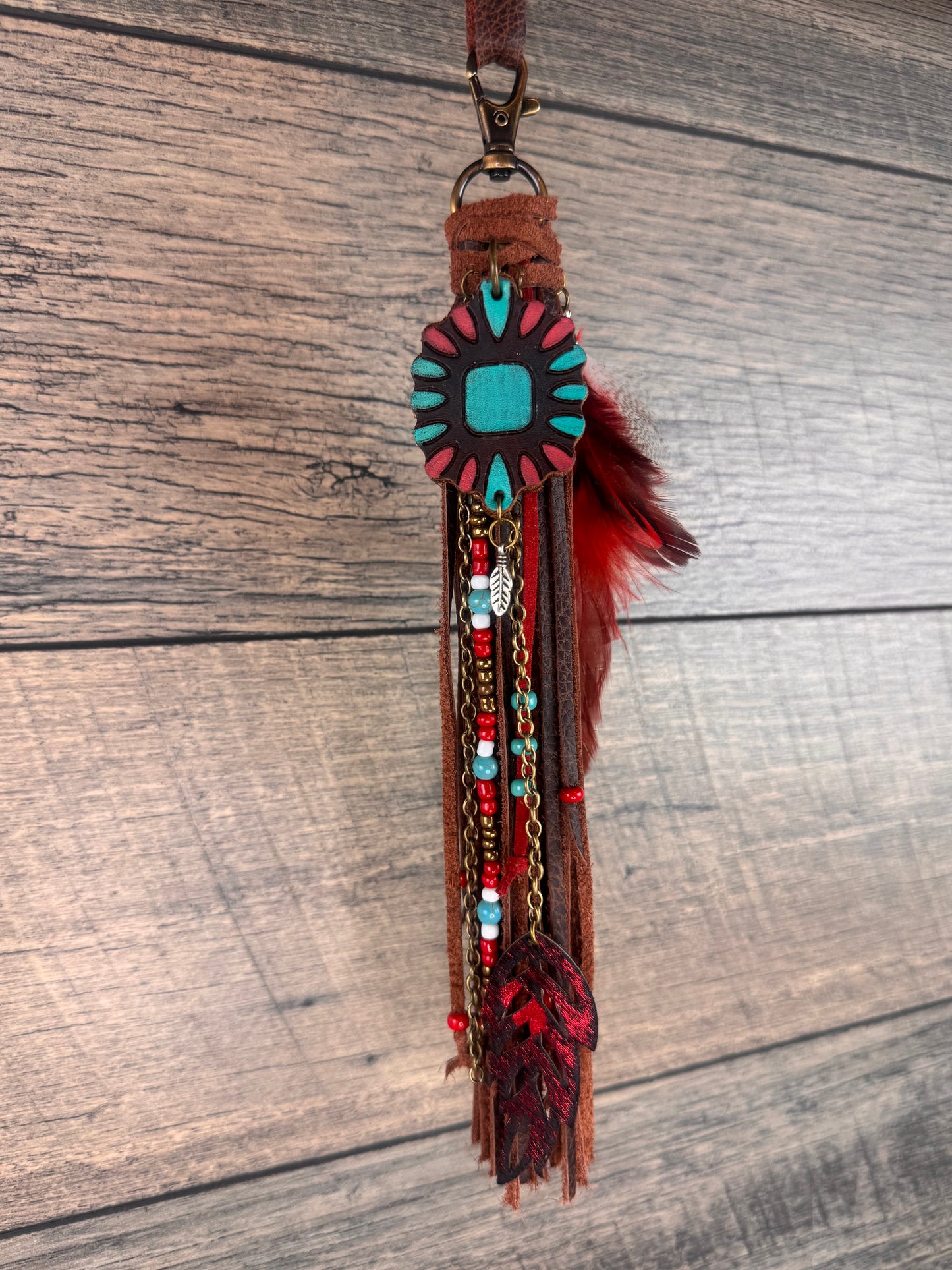 “Junk’d Up” Tassel 022 - Chocolate w/Turquoise & Red