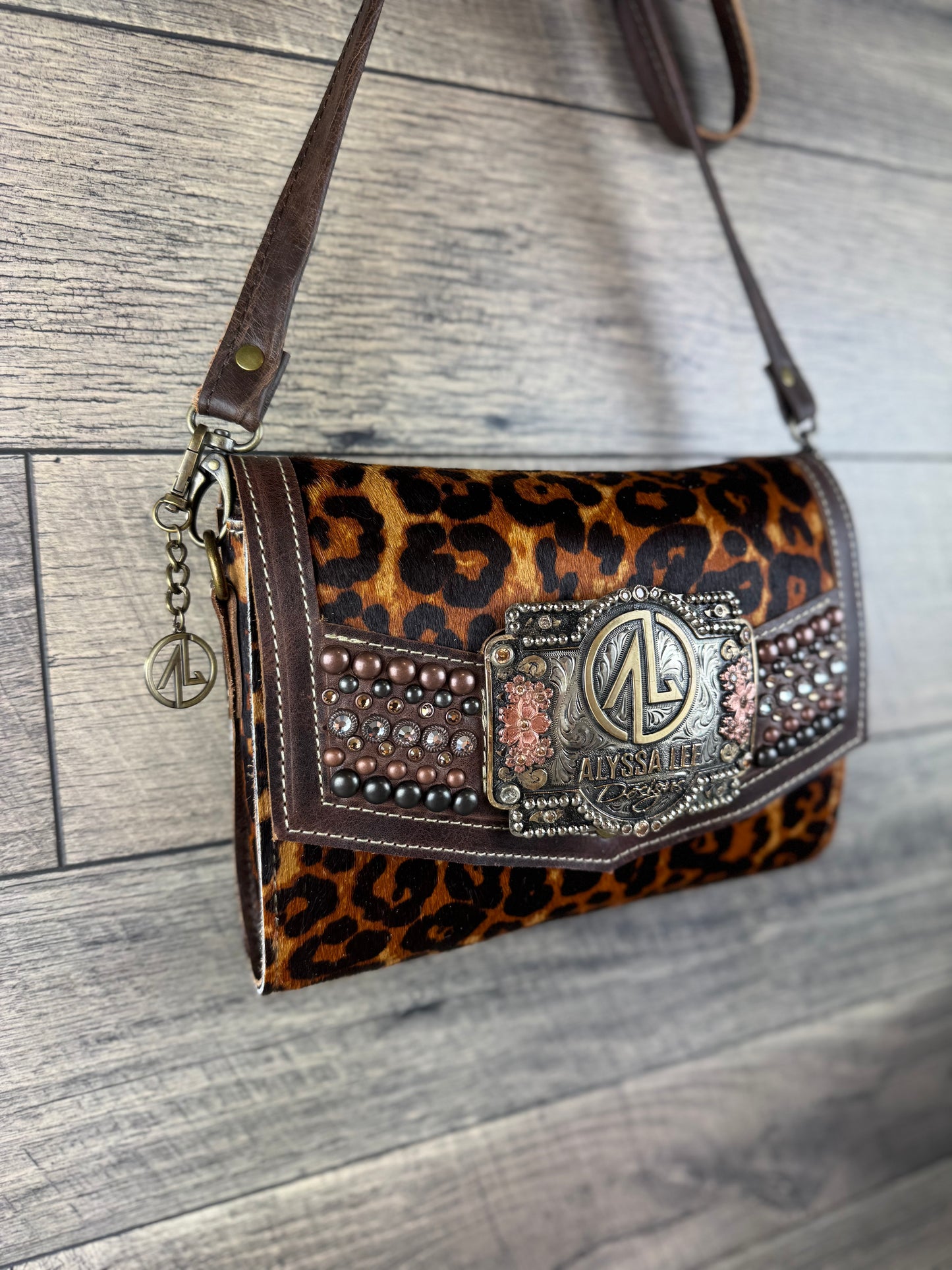 “Jasmine” Crossbody w/Buckle Option - Leopard