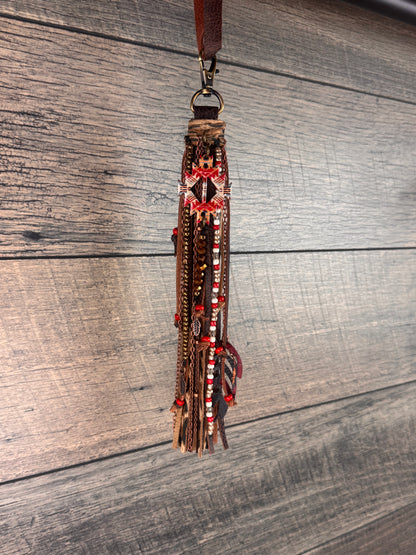 “Junk’d Up” Tassel 010 - Chocolate, Leopard & Red Aztec