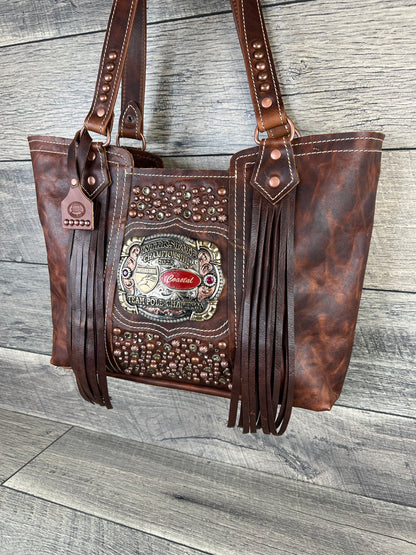 Custom Tiffy Tote w/Buckle Option - Chocolate Leather Confetti