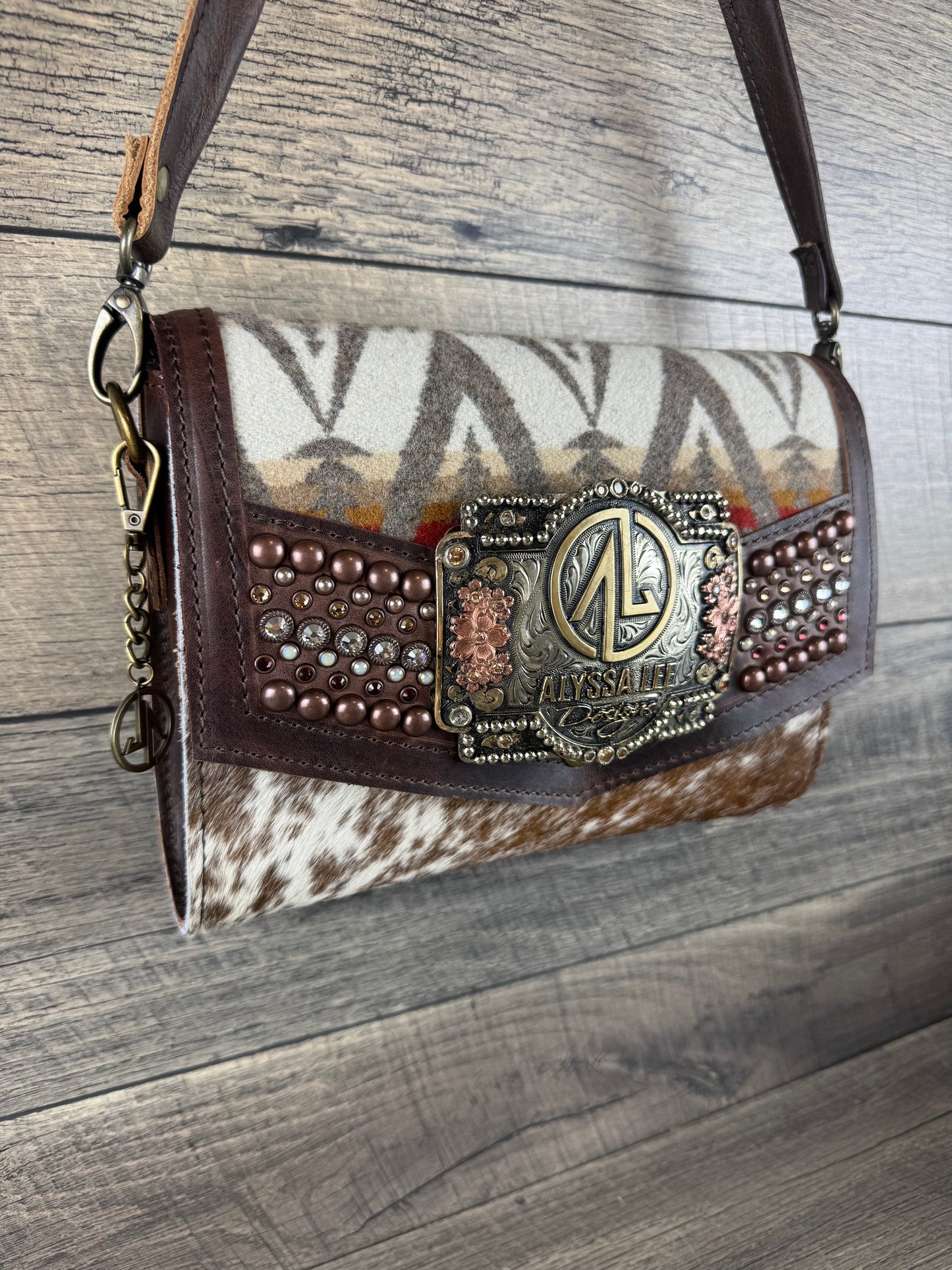 “Jasmine” Crossbody w/Buckle Option - Pacific Crest & Cowhide