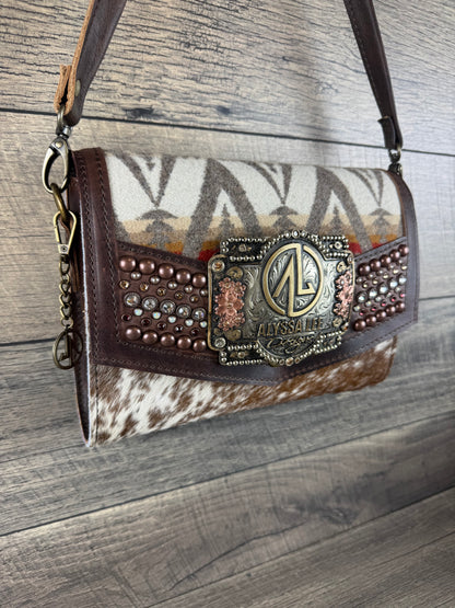 “Jasmine” Crossbody w/Buckle Option - Pacific Crest & Cowhide