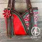 Bethany Tote - Red Cowhide w/Teal & Red Navajo