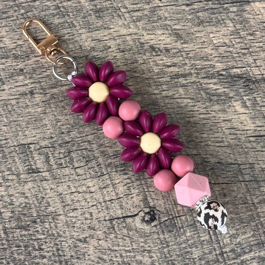 Silicone Flower Keychain 025 - Merlot
