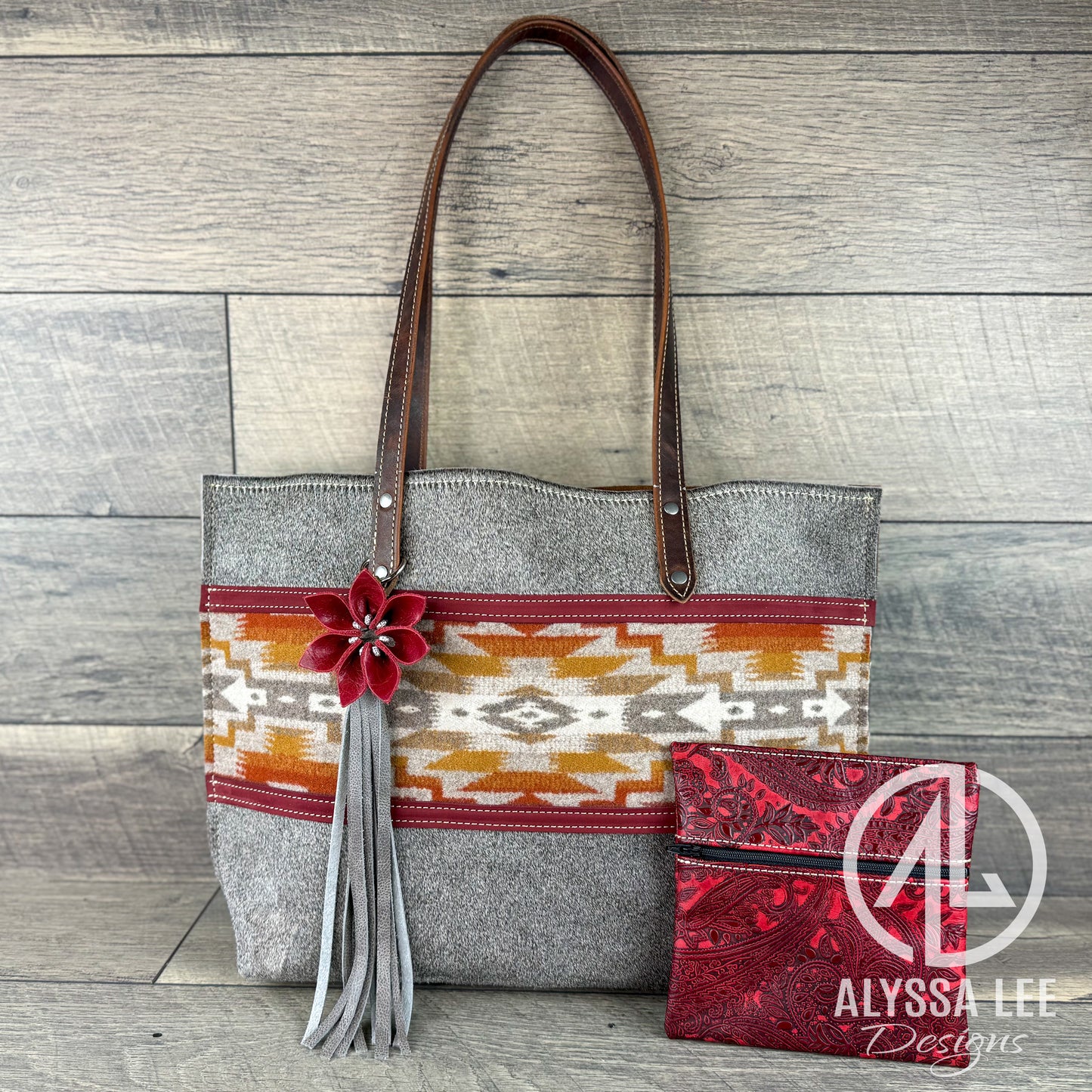 Aubree - Grey on Cowhide w/Red Mesilla (#006)