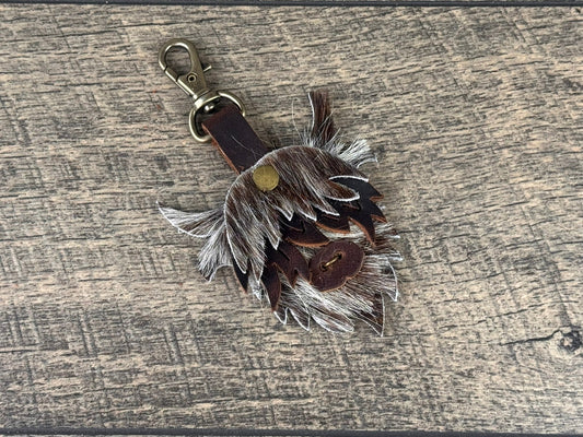 Highland Cow Purse Charm 001 - Brown & White