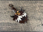 Highland Cow Purse Charm 002 - Brown & White w/Cheetah Flower