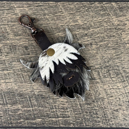 Highland Cow Purse Charm 003 - Chocolate & White