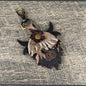 Highland Cow Purse Charm 004 - Dark Chocolate & Tan w/Chocolate Flower