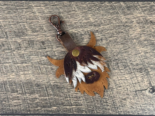 Highland Cow Purse Charm 012 - Tan & Dark Brown