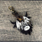 Highland Cow Purse Charm 013 - Dark Brown & White w/Flower