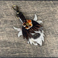 Highland Cow Purse Charm 015 - White & Brown w/Cheetah Flower