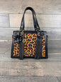 "Alyssa" Satchel Handbag 005 - Black & Leopard